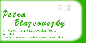 petra blazsovszky business card